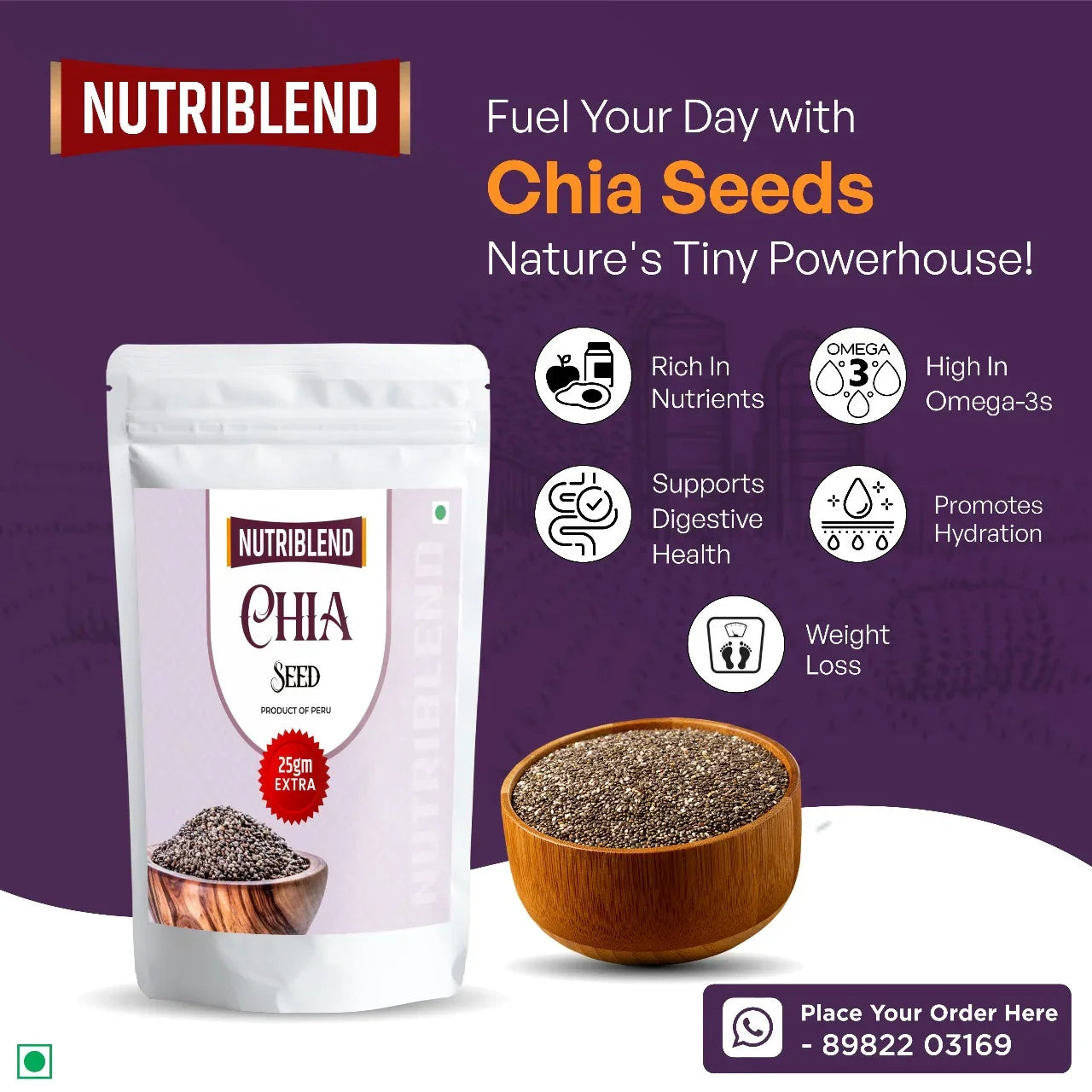 Premium Chia Seeds 200g | Omega-3 Rich Superfood | High-Fiber Seeds for Wellness