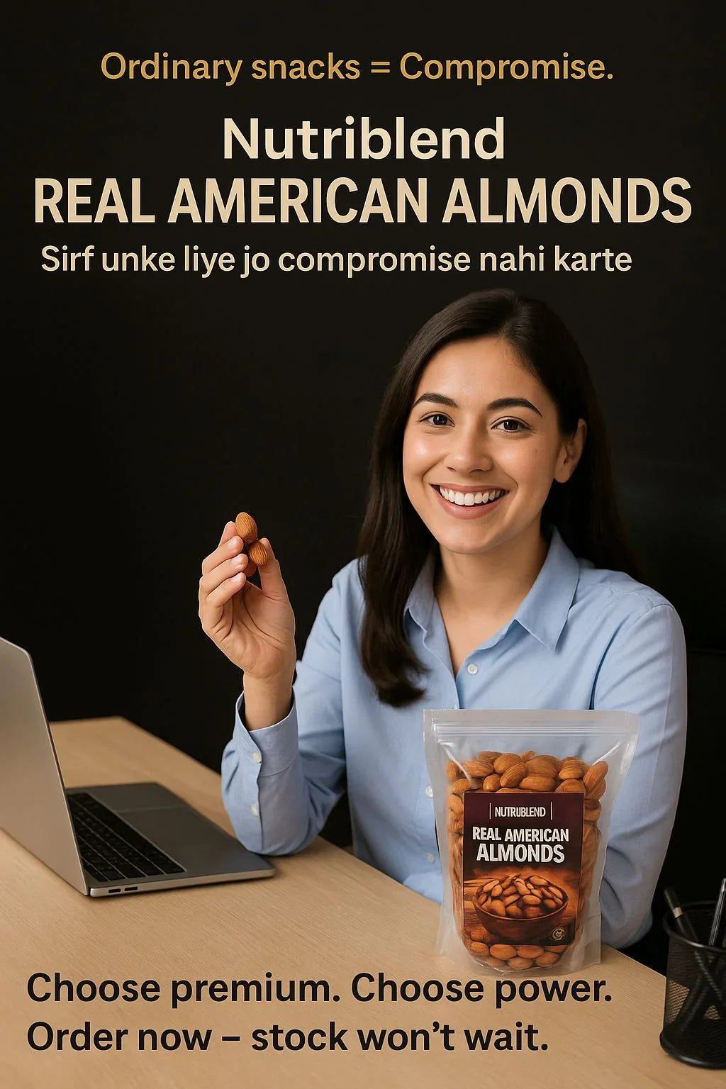 Premium American Almonds 250g | Bold Large Badam | High-Protein Luxury Nut
