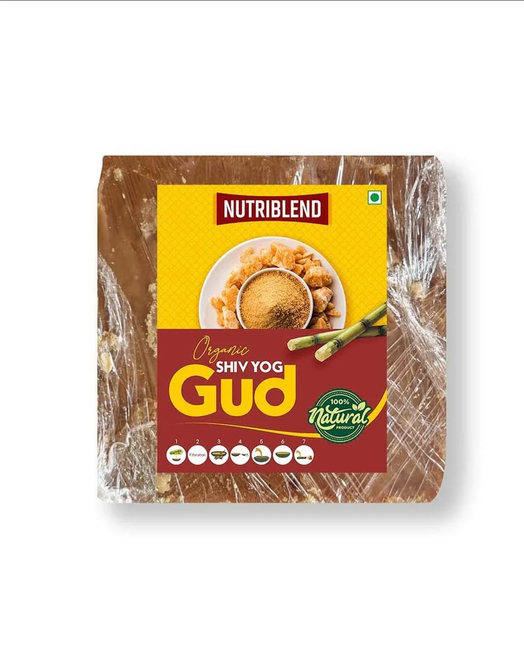 Organic ShivYog Jaggery 1kg Slab | Pure Chemical-Free Gud | Natural Sweetener