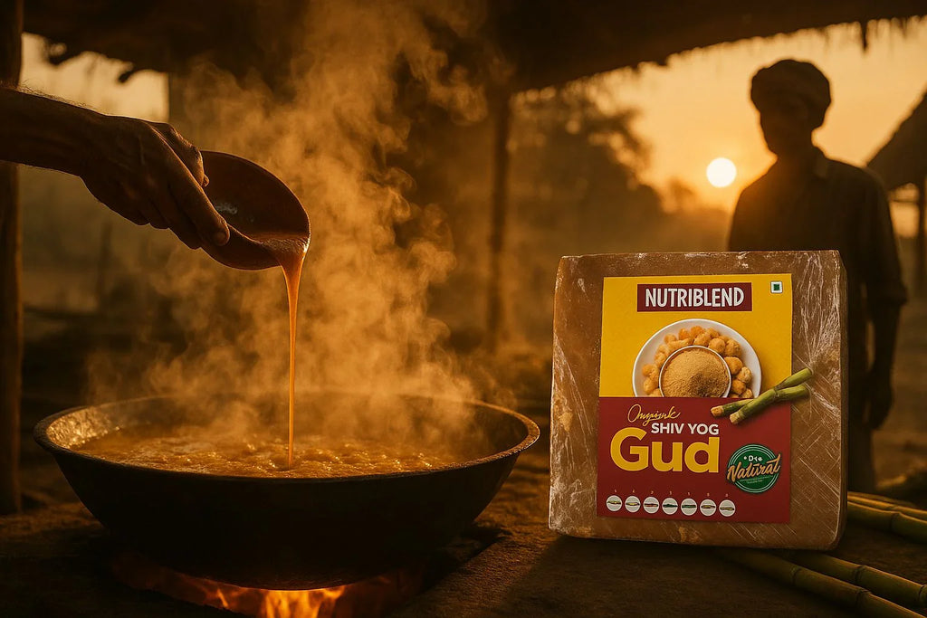 Organic ShivYog Jaggery 1kg Slab | Pure Chemical-Free Gud | Natural Sweetener